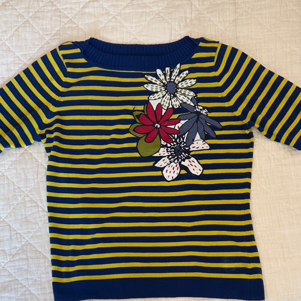 Women’s Striped Sweater with Floral Design
